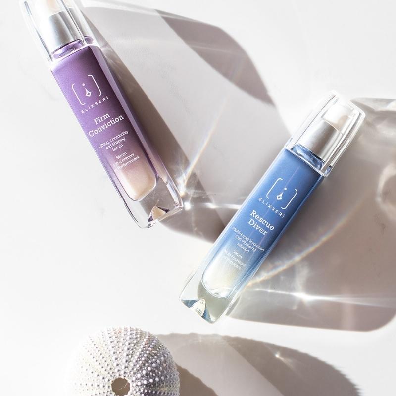 Elixseri hydrating serum Rescue Diver and Tightening Serum Firm Conviction with a sea shell